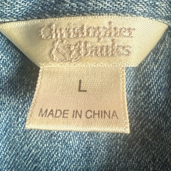 Vtg Christopher & Banks Womens Denim Shirt Turtle Embroidered Nautical Nature L - Picture 11 of 13